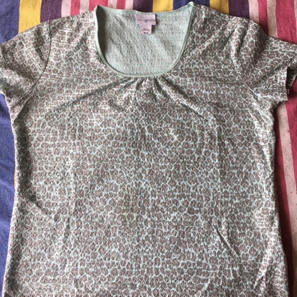 Blue Leopard Print Women’s Blouse Size M